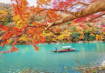 秋の嵐山の風景　京都の風景