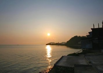 朝の宍道湖の風景　島根の風景