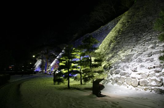 冬の夜の盛岡城