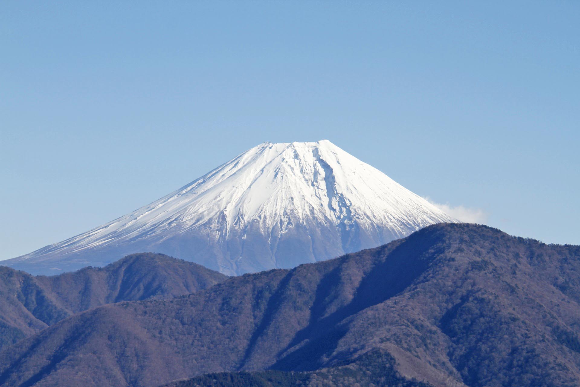 身延山から見る富士山　山梨の風景