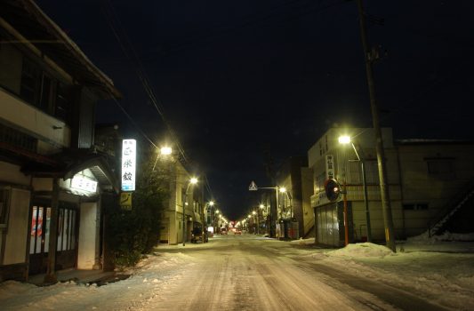 冬の夜　青森の風景