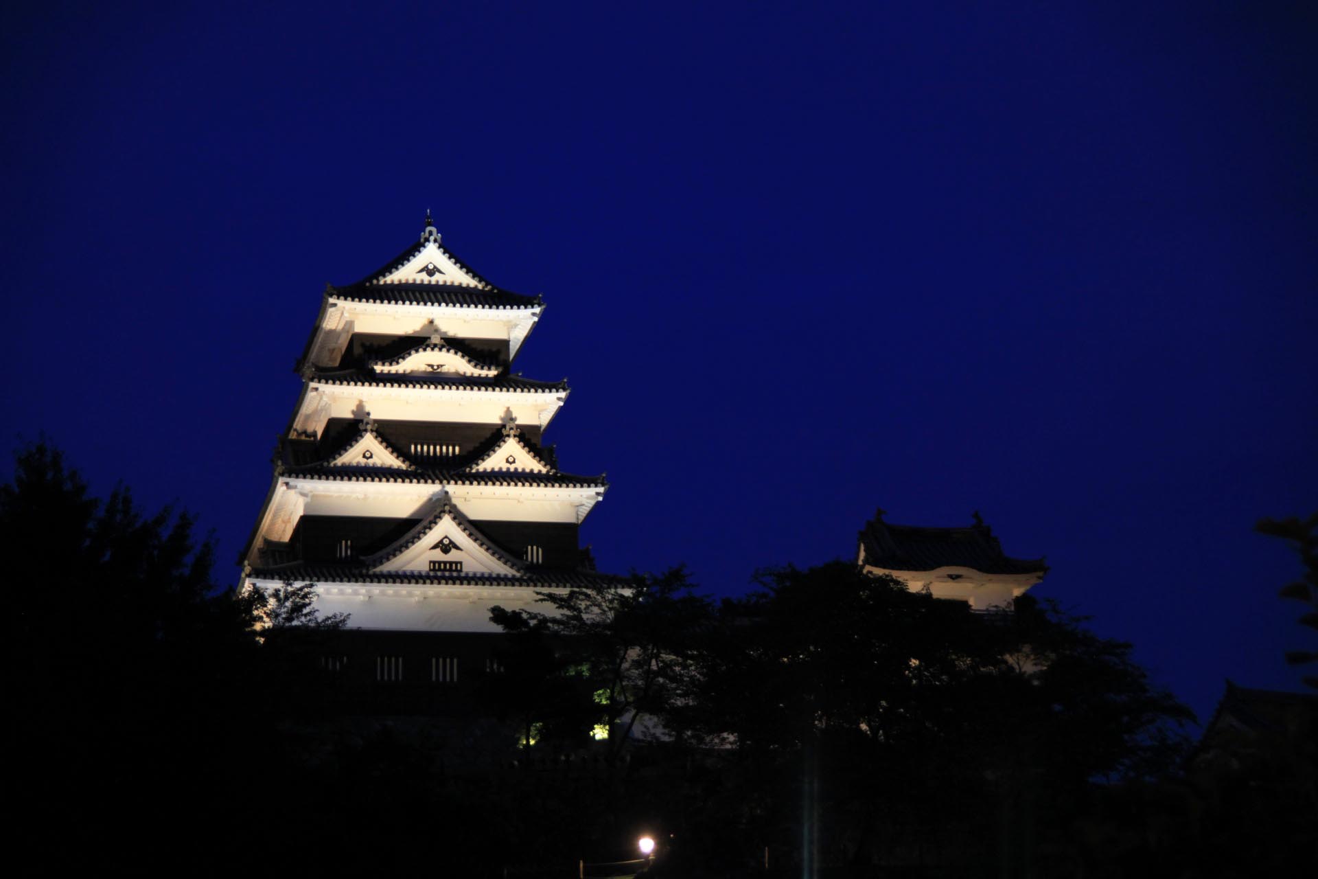 夜の大洲城　愛媛の風景