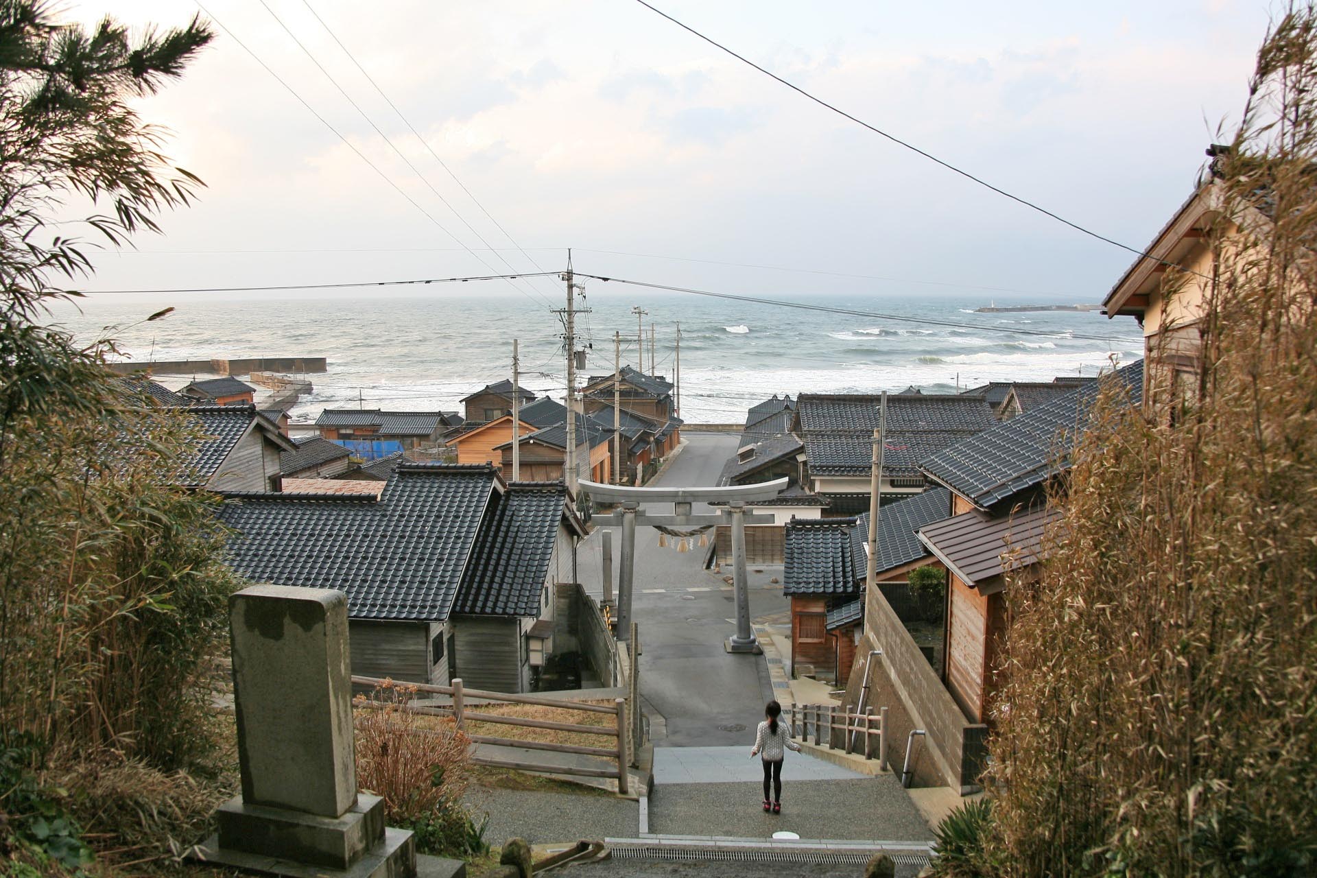 冬の黒島町　石川の風景