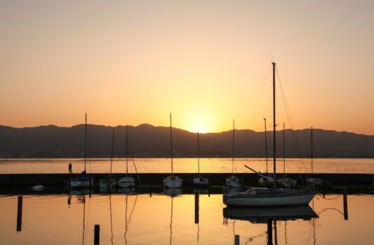 琵琶湖の夕日　滋賀の風景
