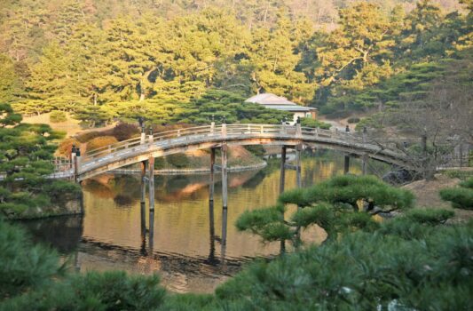 栗林公園の朝の風景　香川の風景