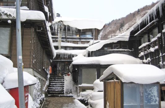 冬の北温泉　栃木の冬の風景
