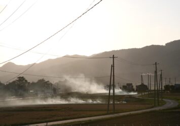 秋の夕暮れ　遠野の風景　岩手の風景