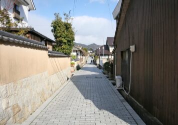 長府の古い町並み　古江小路　年末の山口の風景　日本の伝統的な町並み