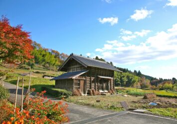 里山の秋の風景　秋の茨城の風景