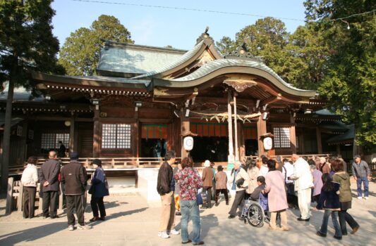 正月の大麻比古神社　徳島の正月風景　冬の徳島の風景