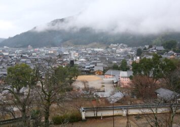 出石城跡から見る冬の出石の町並み　冬の兵庫の風景