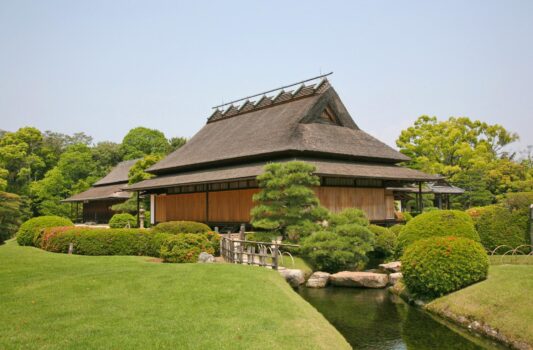 岡山後楽園　岡山の風景