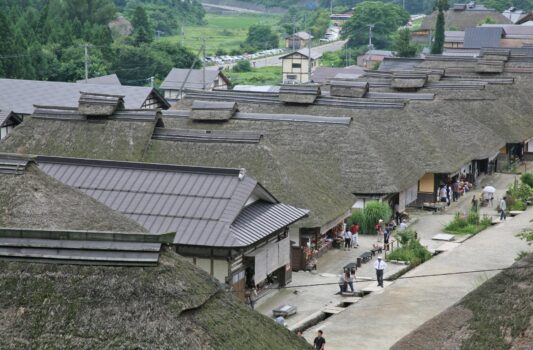 夏の大内宿　夏の福島の風景