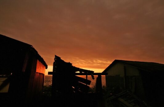 夏の朝の三陸の風景　夏の岩手の風景