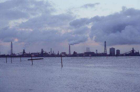 千葉から見る夏の夕暮れの東京湾　夏の千葉の風景