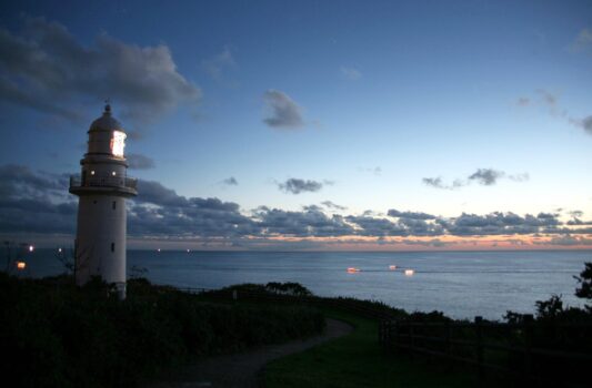 恵山岬から見る早朝の風景　北海道の風景