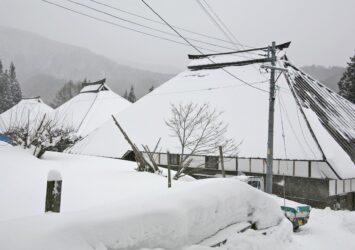 冬の青鬼集落　雪の風景　冬の長野の風景