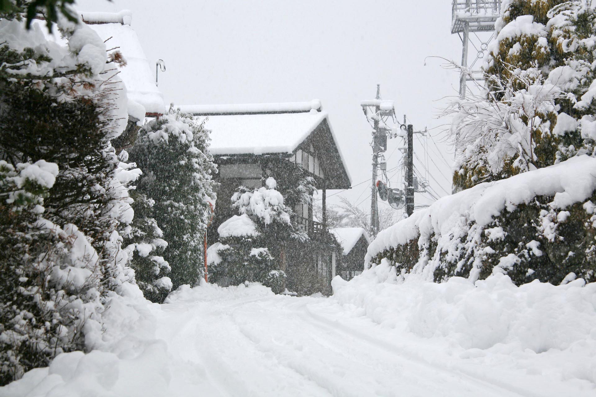 雪の六合赤岩　冬の群馬の風景