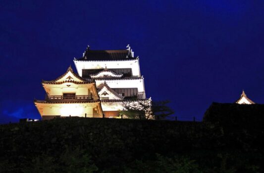 夕暮れの大洲城　愛媛の城　愛媛の風景