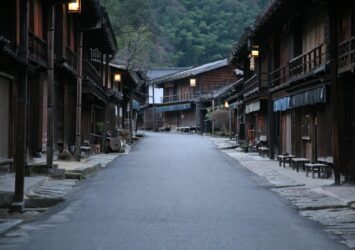冬の妻籠宿　長野の風景