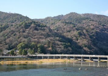 冬の京都　嵐山の風景　渡月橋　冬の京都の風景