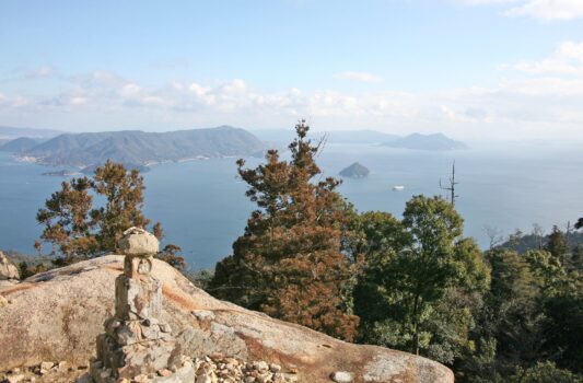 宮島・弥山から眺める冬の瀬戸内海　広島の風景