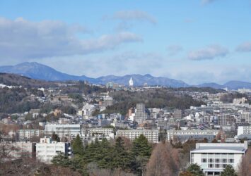 冬の仙台　青葉城（仙台城）見る仙台の町並み　冬の宮城の風景