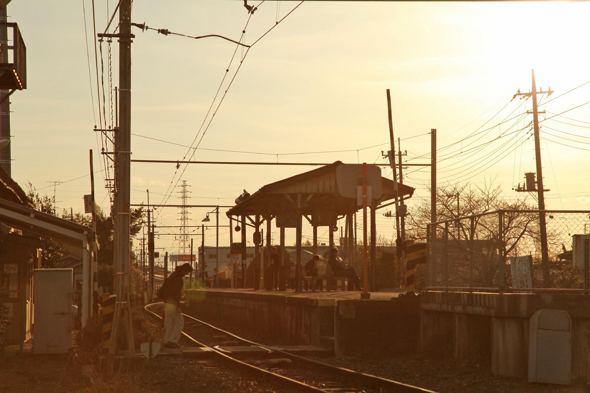 夕焼けの持田駅　秩父鉄道　埼玉の風景