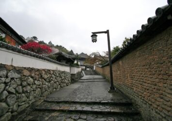 春の雨の日の風景　春の奈良の風景